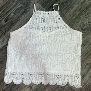 Charolette Russe crop top shirt. White. Size Large